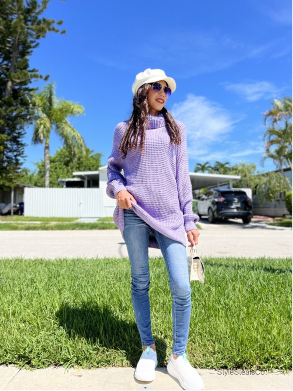Turtleneck Sweater Oversized Lightweight Long Sleeve Chunky Knit Pullover - Picture 5 of 6